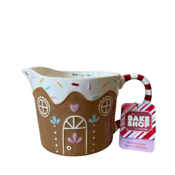The Bake Shop Christmas Gingerbread House Measuring Jug 4 Cup Holiday New - Picture 2 of 15